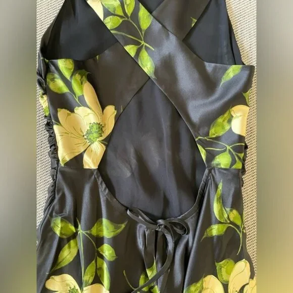 NEW Reformation Anaiis Silk Long Black Floral Backless Dress Mood for Love US 6 - Picture 7 of 16